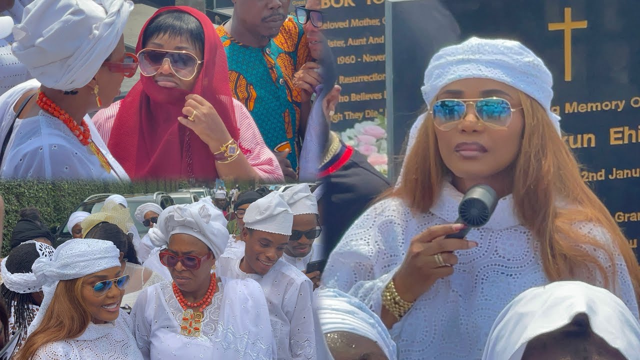 IYABO OJO ,MERCY AIGBE STAND OUT FOR FAITHIA BALOGUN WILLIAMS AT HER MOTHER’S BURIAL SERVICE 