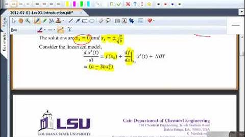 Lec03 Nonlinear Dynamics Introductory lectures 2012 at LSU Chem Eng