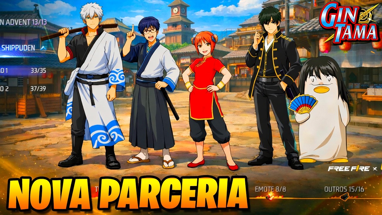 VAZOU! GINTAMA DENTRO DO FREE FIRE, UMA SKINS GRÁTIS, ATUALIZAÇÃO FF,  NOVIDADES FREE FIRE