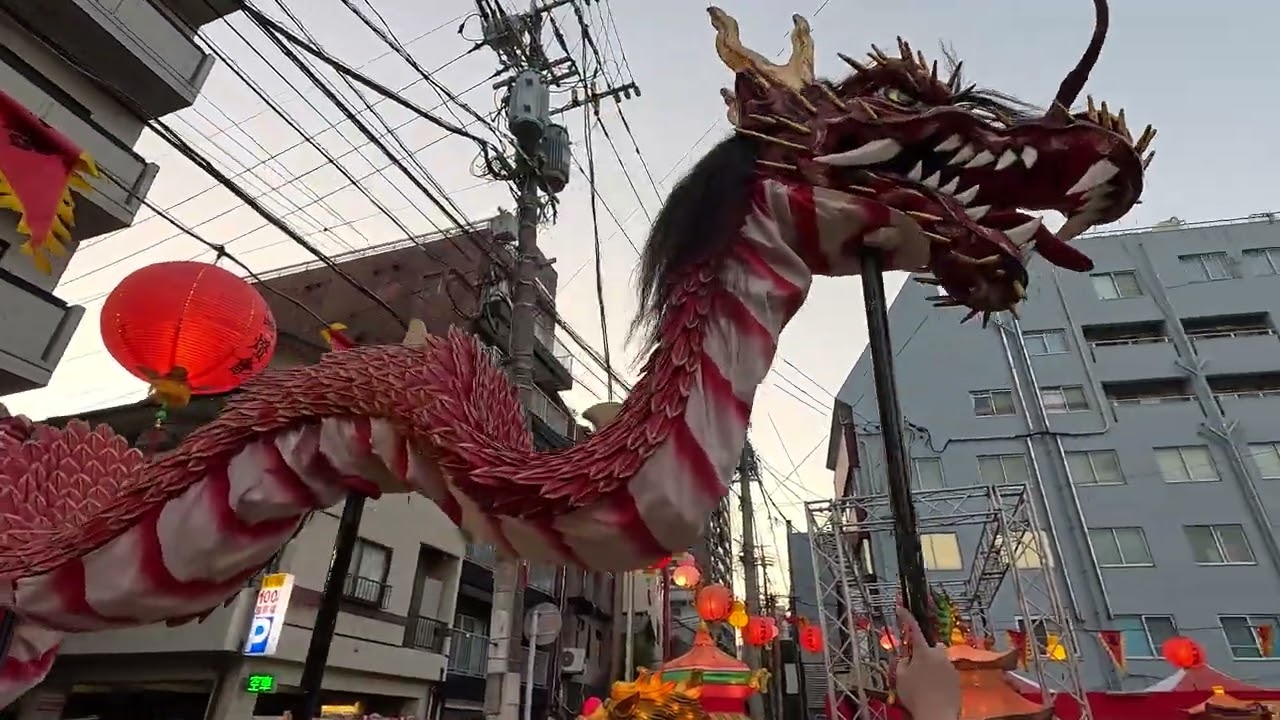 長崎ランタンフェスティバル2026 龍踊り　中央公園のラスト
