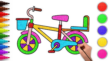 How to Draw and Color a Bicycle 🚴| Easy Drawing Tutorial for Kids | HooplaKidz How To