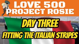 Project Rosie - Day 3 - Fitting the Italian Stripes & A Service. Fiat 500. Copart Stolen Car.