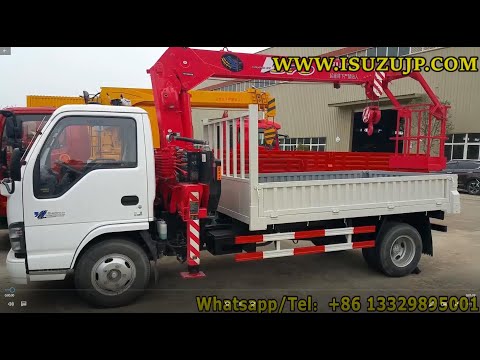 Japanese ISUZU 3 ton unic boom truck crane with man basket