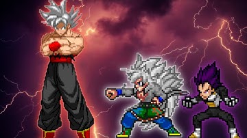 Evil Goku UI 3.5 Revamp(All Form) VS Goku MUI 5 OP & Vegeta OP(All Form) in Jump Force Mugen