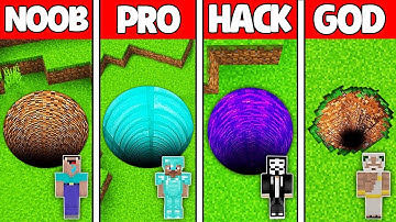 Minecraft Battle: NOOB vs PRO vs HACKER vs GOD! ROUND TUNNEL BASE HOUSE BUILD CHALLENGE in Minecraft