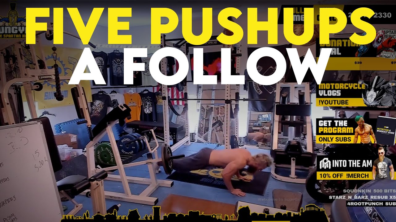 Twitch Streamer Does 5 Pushups for every follow. NOT A LOOP.