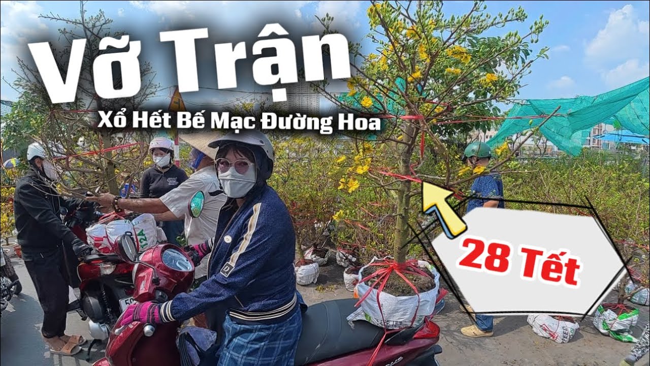 VỠ TRẬN Xổ Hết Bế Mạc Đường Hoa Bến Bình Đông Trưa 28 Tết , Giành Nhau Mua Mai Mới Đào Bông Nụ To To