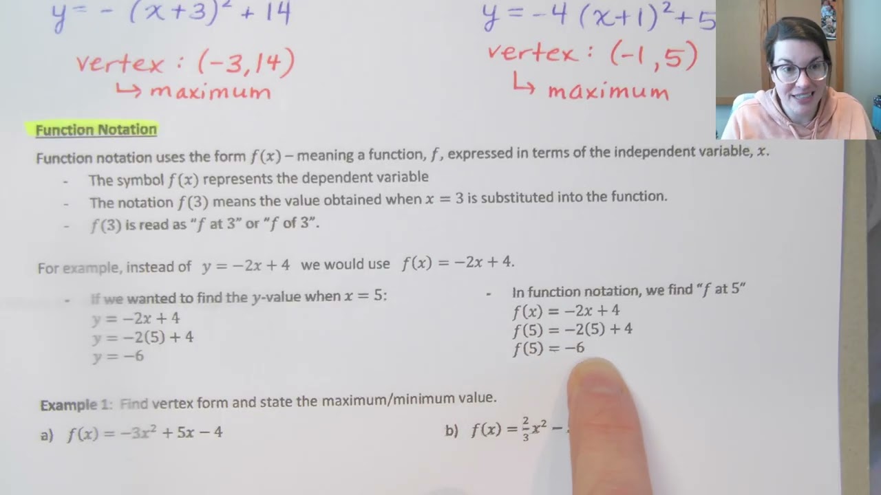 MCR3U Lesson 2.2: Applications of Completing the Square