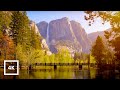 4K UHD Yosemite Falls in Autumn Golden Hour | 6Hr Merced River Ambience for Sleep and Relaxing