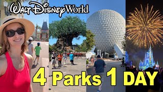 Disney World 4 PARK Challenge 😎 ALL 4 Parks in 1 Day & Happily Ever After Fireworks