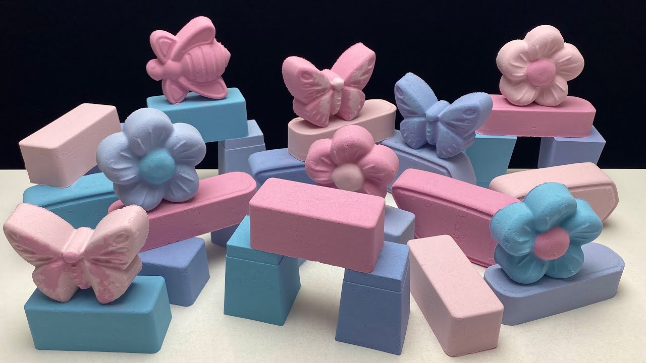 ASMR baking soda | New shades of pink and blue