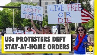 Protesters came down on streets of united states america for
anti-lockdown protest. demanded the economic reopening. #us #lockdown
#coronavirus...