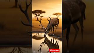 Peaceful Moment in Nature — A Deer Drinking from the River #shorts