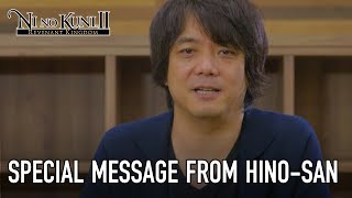 SUBTITLES AVAILABLE. Here is a special message from game director Hino-san announcing the release of Ni no Kuni II: Revenant Kingdom on January 19th 2018.

Like us: https://www.facebook.com/ninokuniga
