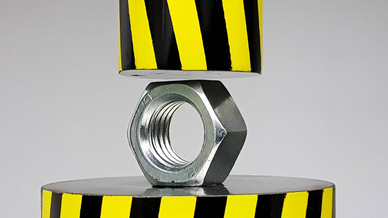 EXPERIMENT MINI HYDRAULIC PRESS 100 TON vs NUT YouTube