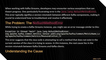 Resolving java.lang.NoSuchMethodError in Kafka Streams: A Guide to Version Compatibility