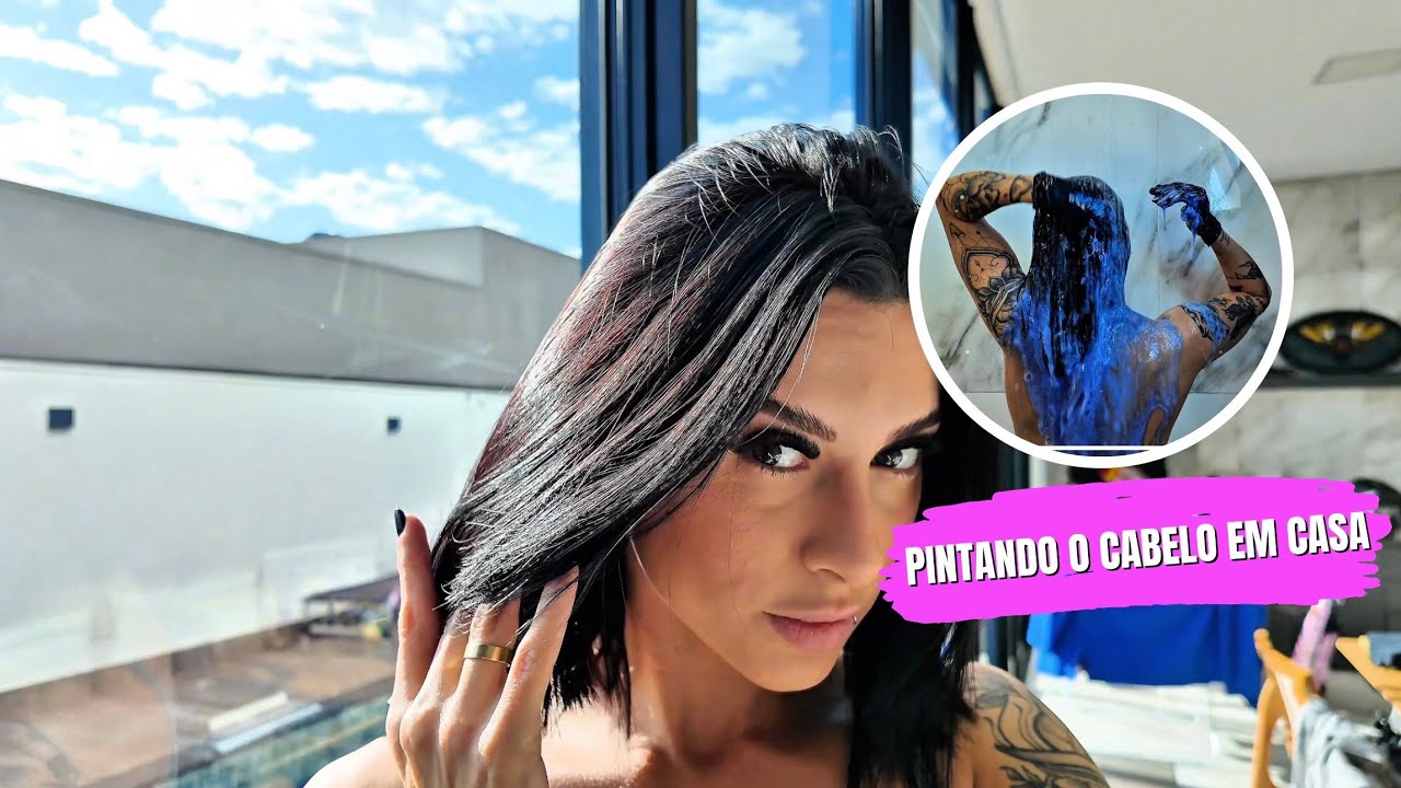 PINTANDO O CABELO DE PRETO AZULADO + LISO ÉTICO 
