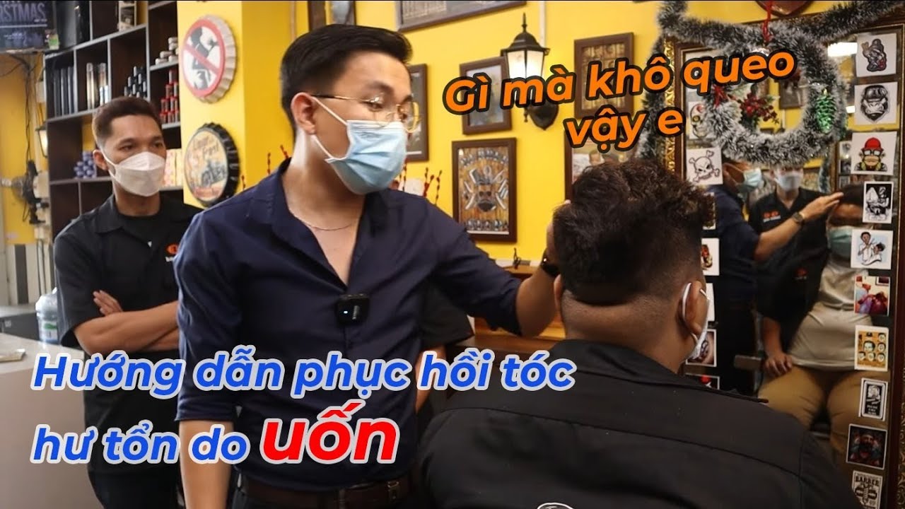 duỗi tóc nam phồng 2022 Hướng dẫn duỗi tóc nam hư tổn bị cháy do uốn | Quốc Cường TV