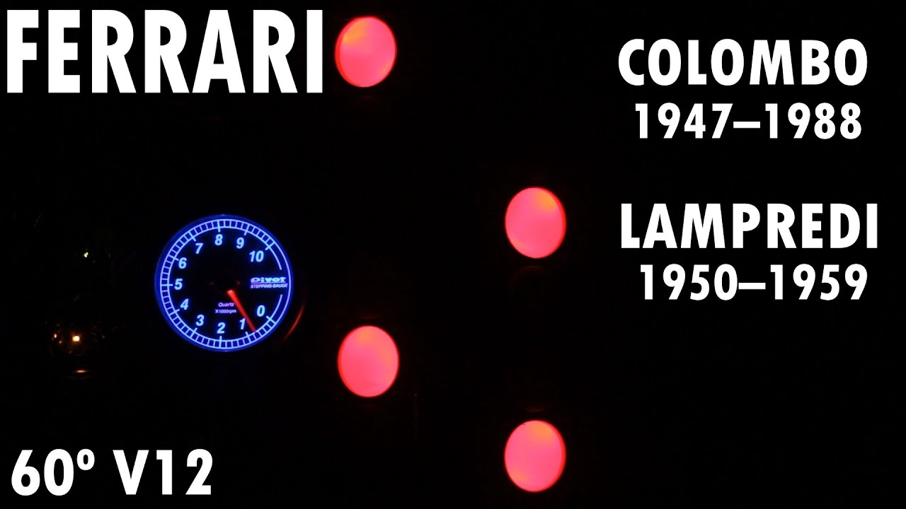 Ferrari Colombo/Lampredi 60º V12 firing order audiovisual demonstration  1 9 5 12 3 8 6 10 2 7 4 11