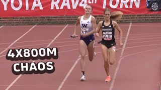 : CHAOS In Record-Breaking Championship Of America Women's 4x800m At Penn Relays 2024