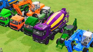 TRANSPORTING EXCAVATOR MIXER TRUCK TRACTORs Backhoe loaders with truck in Game FARMING SIMULATOR 22 screenshot 3