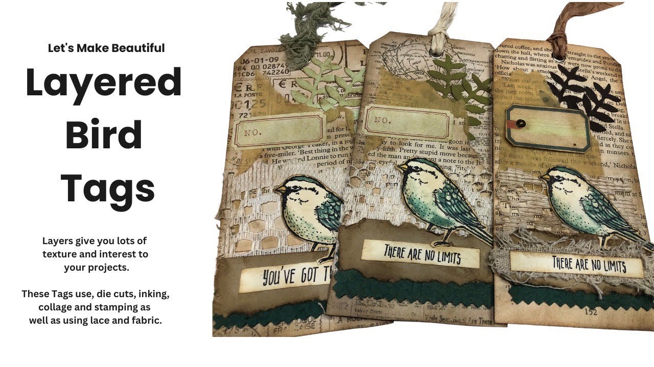 Layered Bird Tags for your Journal. - YouTube