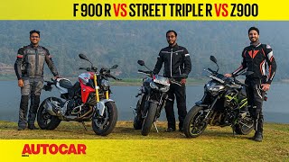 BMW F900 R vs Triumph Street Triple R vs Kawasaki Z900 -Middleweight masters |Comparo| Autocar India