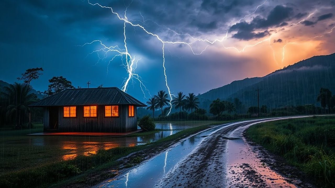 A Powerful Storm in the Tropical Forest: Rain and Thunder Sounds for ...