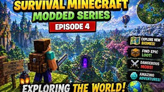 Survival Minecraft bedrock Modded Series – Episode 4 | Exploring the World! 🌍core craft