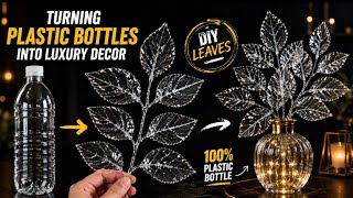 I Turned Plastic Bottles Into Crystal-Like Decorative Leaves | DIY Plastic Bottle Craft