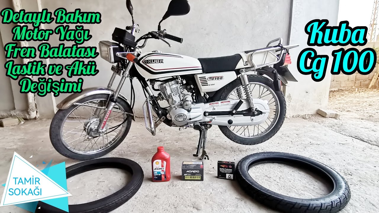 Detaylı Motosiklet Bakımı Kuba Cg 100 Yağ, Balata, Akü ve Lastik Değişimi. Akü Sabitleme Kemeri Ypmı