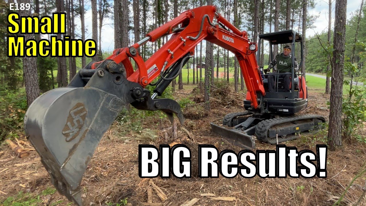 Clearing Woods and Stumps with Mini Excavator Kubota KX713 YouTube