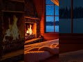 Cozy cabin fireplace by a snowy window at night 🪵🔥