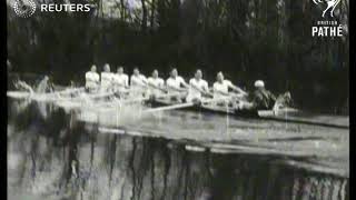 ROWING: Cambridge boat crew in action at Henley (1930)