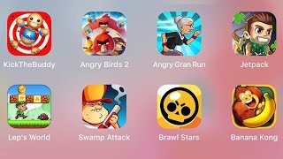 Angry Gran Run,Swamp Attack,Kick the Buddy,Angry Bird 2,Jetpack,Leps World,Brawl Stars,Banana Kong screenshot 4