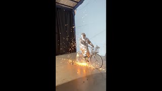 自転車の車輪にスチールウールつけて爆漕ぎしたい#shorts