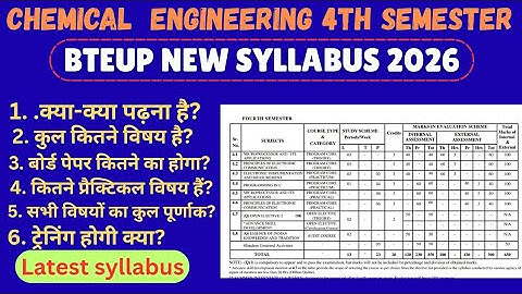 BTEUP Chemical Engineering 4th Semester Syllabus 2025-26 | Complete Updated Syllabus