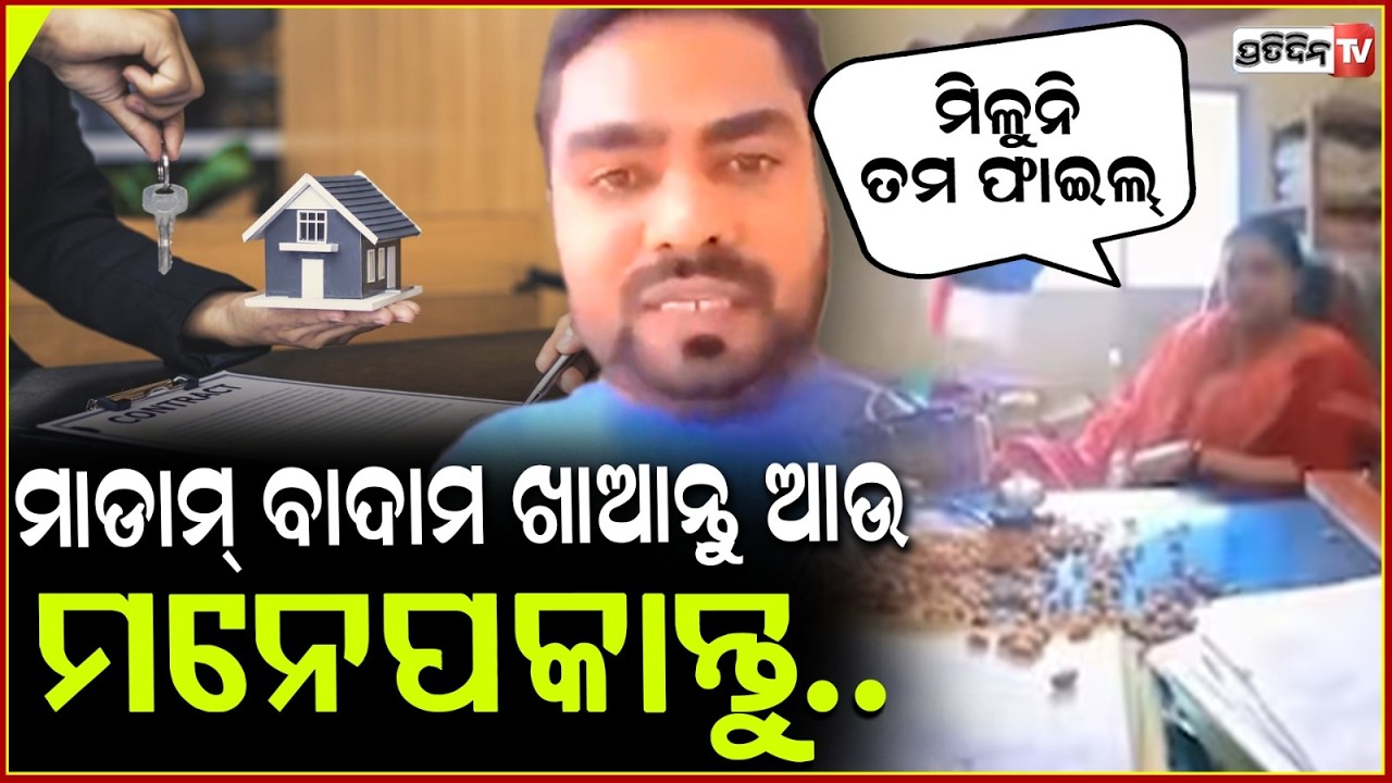 ଟେବୁଲ୍ ରେ ବାଦାମ ପକେଇ, ସରକାରୀ ମ୍ୟାଡ଼ମ ଙ୍କୁ ପାନେ ଦେଲେ ଯୁବକ!youth throws almonds on official desk video