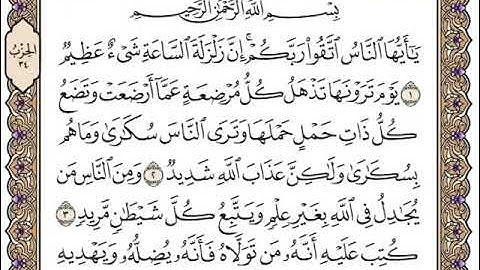 سورة الحج مكتوبة بصوت القارئ سعد الغامدي.