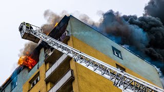 30.11.2022 V Českém Těšíně hořel byt ve výškovém objektu, plameny se rozšířily na střechu | HZS MSK