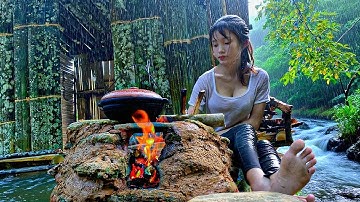 Survival skills in the wild - Building a bamboo house in the wilderness