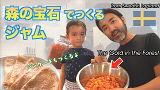 Making Jam of Rare Cloudberry in Swedish Lapland & Swedish Pancakes! 【Gay-Dads-Vlog】