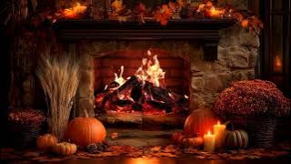 Cozy November Fireplace 🍂 Relaxing Piano Jazz and Fireplace for Autumn Embience