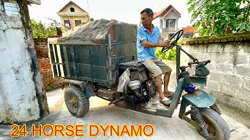 Công nông 1 khối máy nổ 24 chở cát siêu khoẻ | máy xúc múc cát lên xe | 24 horse diesel engine truck