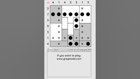 Grey is Odd - Today grids. Solution level 4 7X7 dated 04-23-2024 #logicpuzzles #logicgames  #games