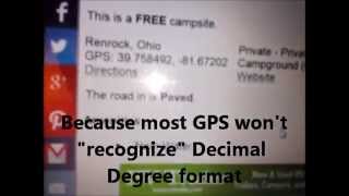 RV Tip: GPS For RVers (Converting Decimal Degree Format)