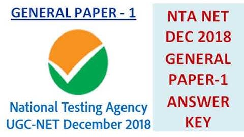 NTA NET ANSWER KEY of PAPER-1 with Original Question Paper ||Previous Paper solution 20th Dec 2018