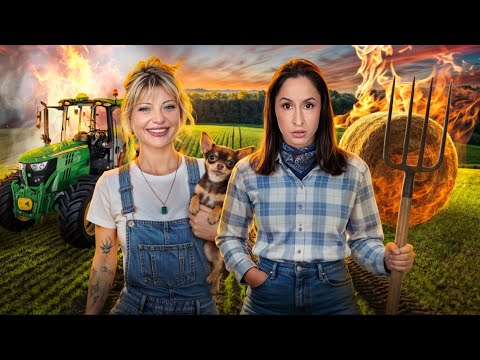Two girls on the farm... Not sure we're cut out for this!