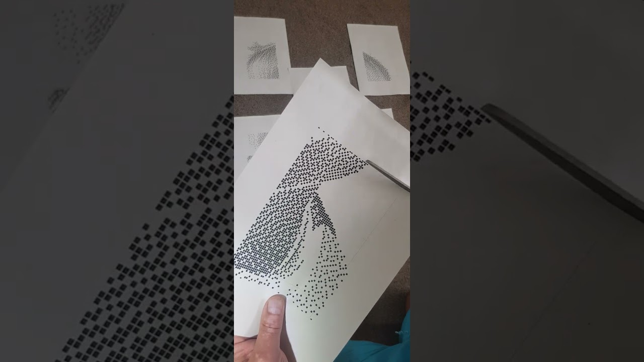 Realizare schita in puncte pentru tablouri portrete in cristale personalizate din coli A4