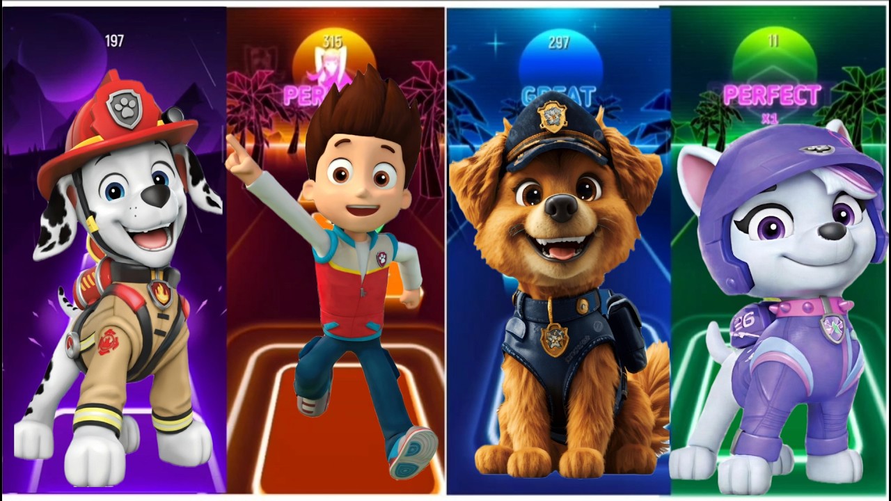 Paw Patrol on Dancing Tiles 🎶🐾!